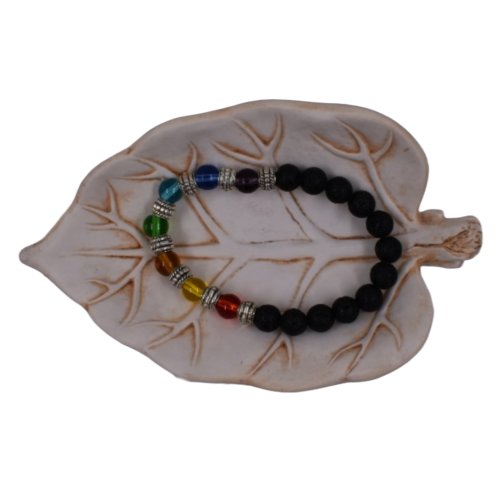 Chakra Bracelet with black Lava Stone